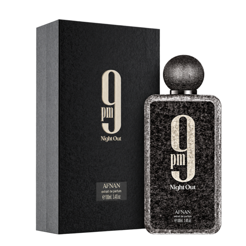 Perfume 9PM Night Out junto a su caja
